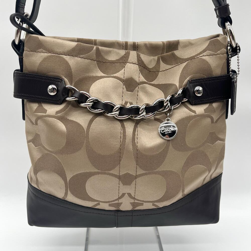 COACH Signature Hobo Braided Chain Shoulder Bag, RARE MEDALLION CHARM - Picture 4 of 11